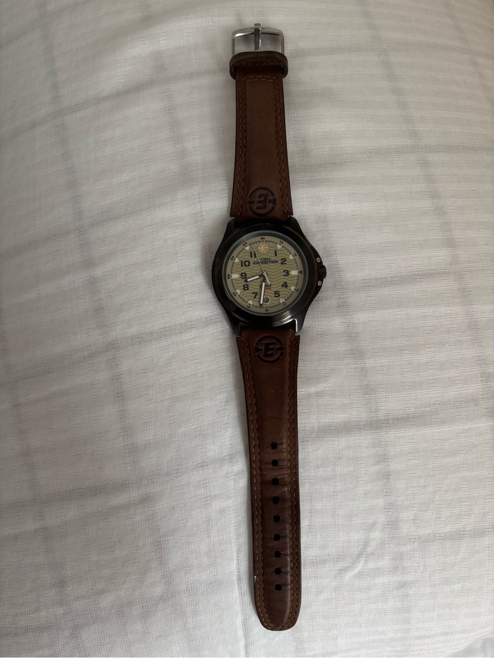Timex Brown Leather Strap Watch with Cream Dial